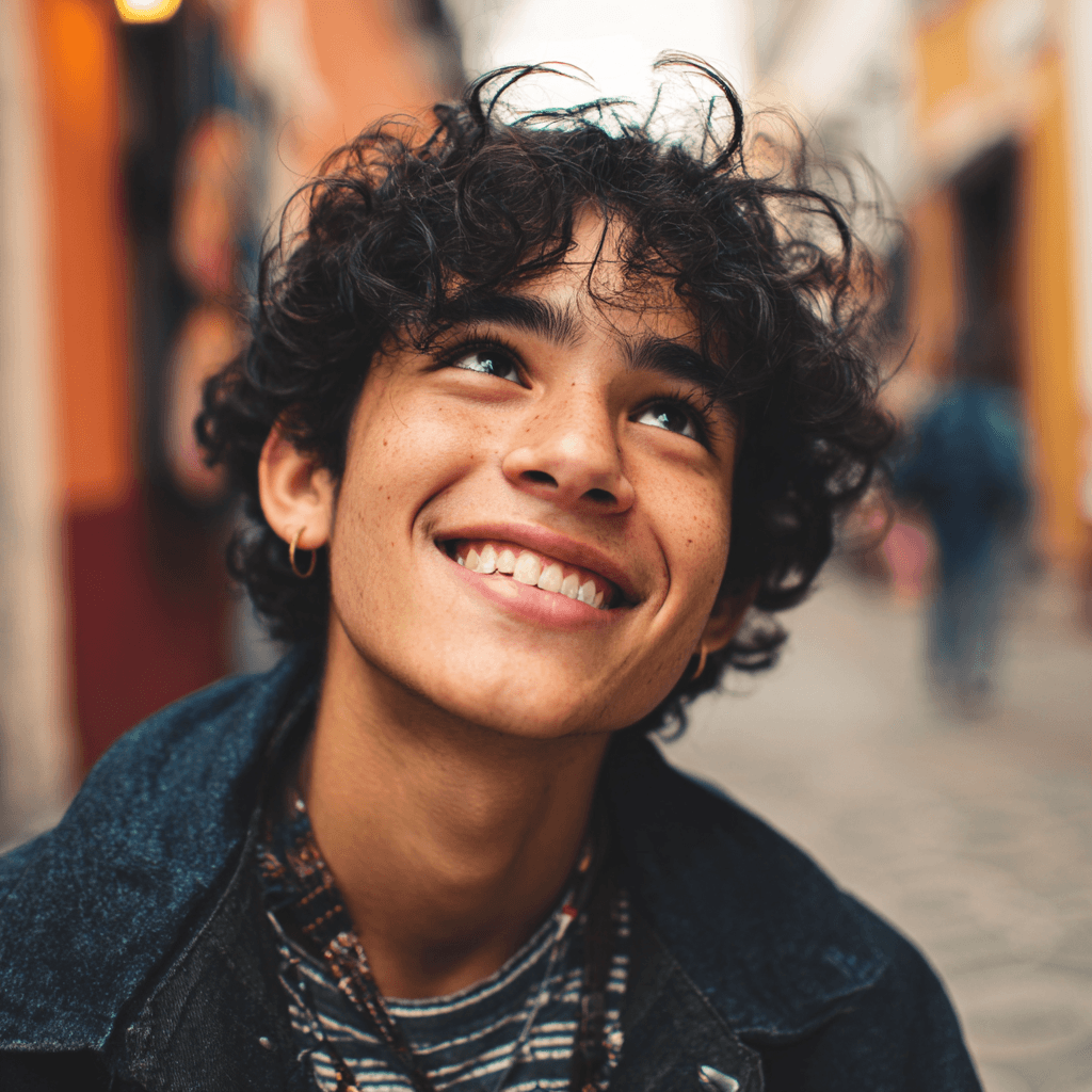 Happy teen exploring creativity